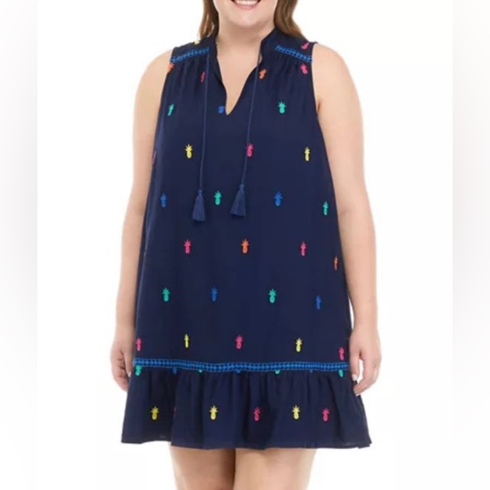 Pineapple Summer Dress with Ruffle Hem